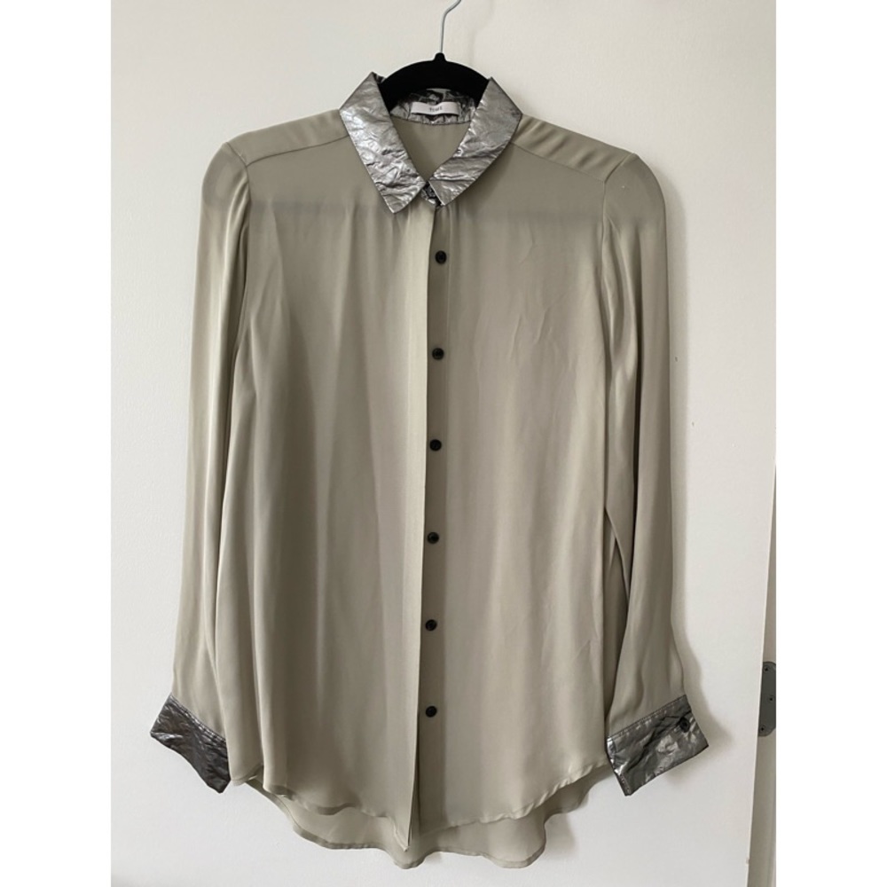 TOME silver collared shirt - S Small